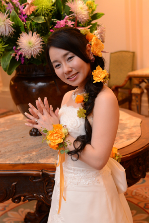 プリザーブドのリストブーケ