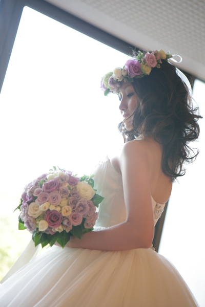 生花ラウンドブーケ＆花冠