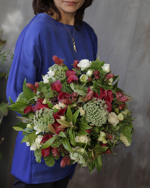 ボルドーカラーのブーケ