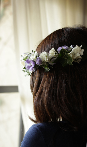 ラクスパーのクラッチブーケ