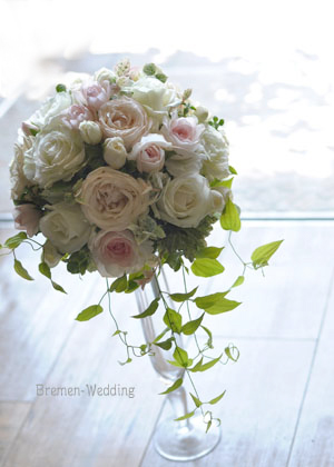 シュガーピンクのラウンドブーケ