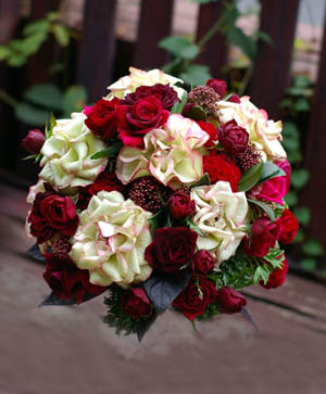 バラ‘カルーセル'のラウンドブーケ