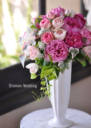 オールドローズのラウンドブーケ