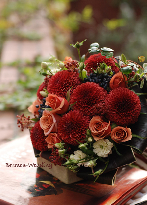 ピンポンマムのラウンドブーケ