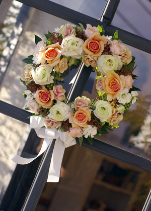 入口のドア花飾り