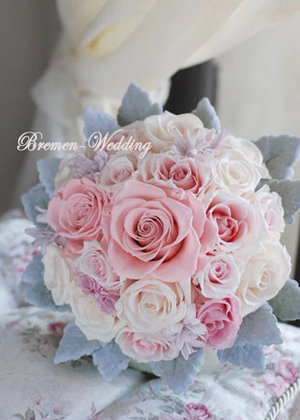 シュガーピンクのラウンドブーケ