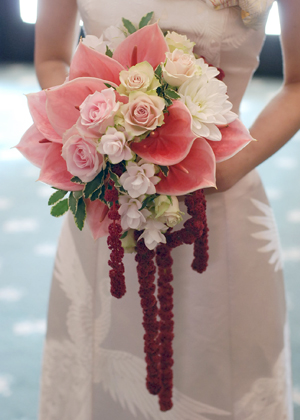 アンスリュームの和風ブーケ