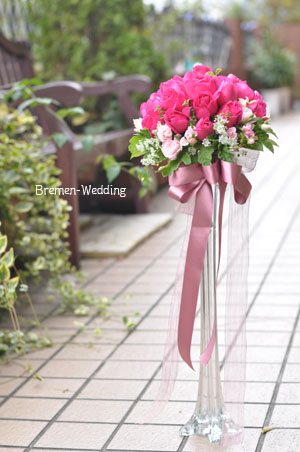 フーシャピンクのラウンドブーケ