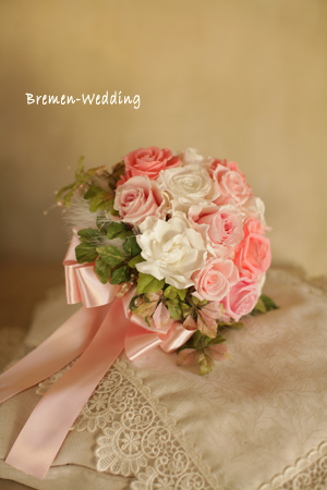 シュガーピンクのラウンドブーケ