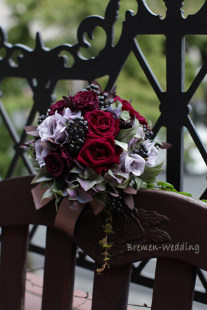 ボルドーカラーのブーケ