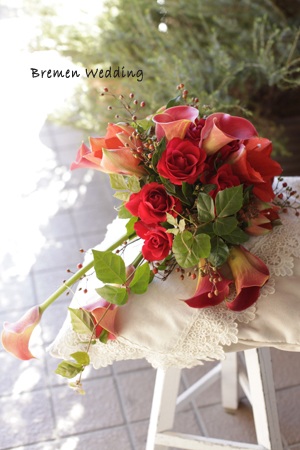 カラーとバラのブーケ