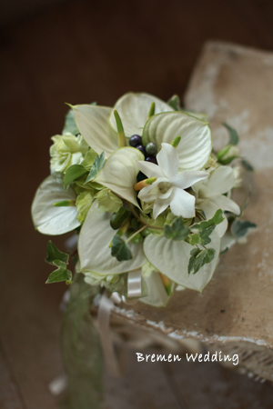 アンスリュームのラウンドブーケ