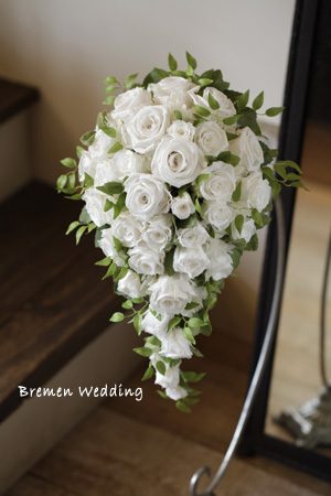 白いバラのキャスケード